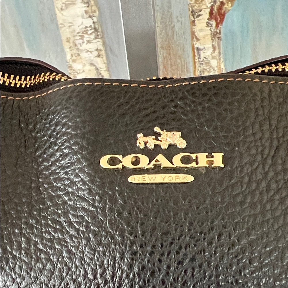 Coach Ava Tote with Black Pebbled Leather & Patent Side Panels - Picture 4 of 14